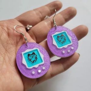 NEW✨ Tamagotchi Nostalgic Virtual Pet Style Dangle Glitter Resin Earrings